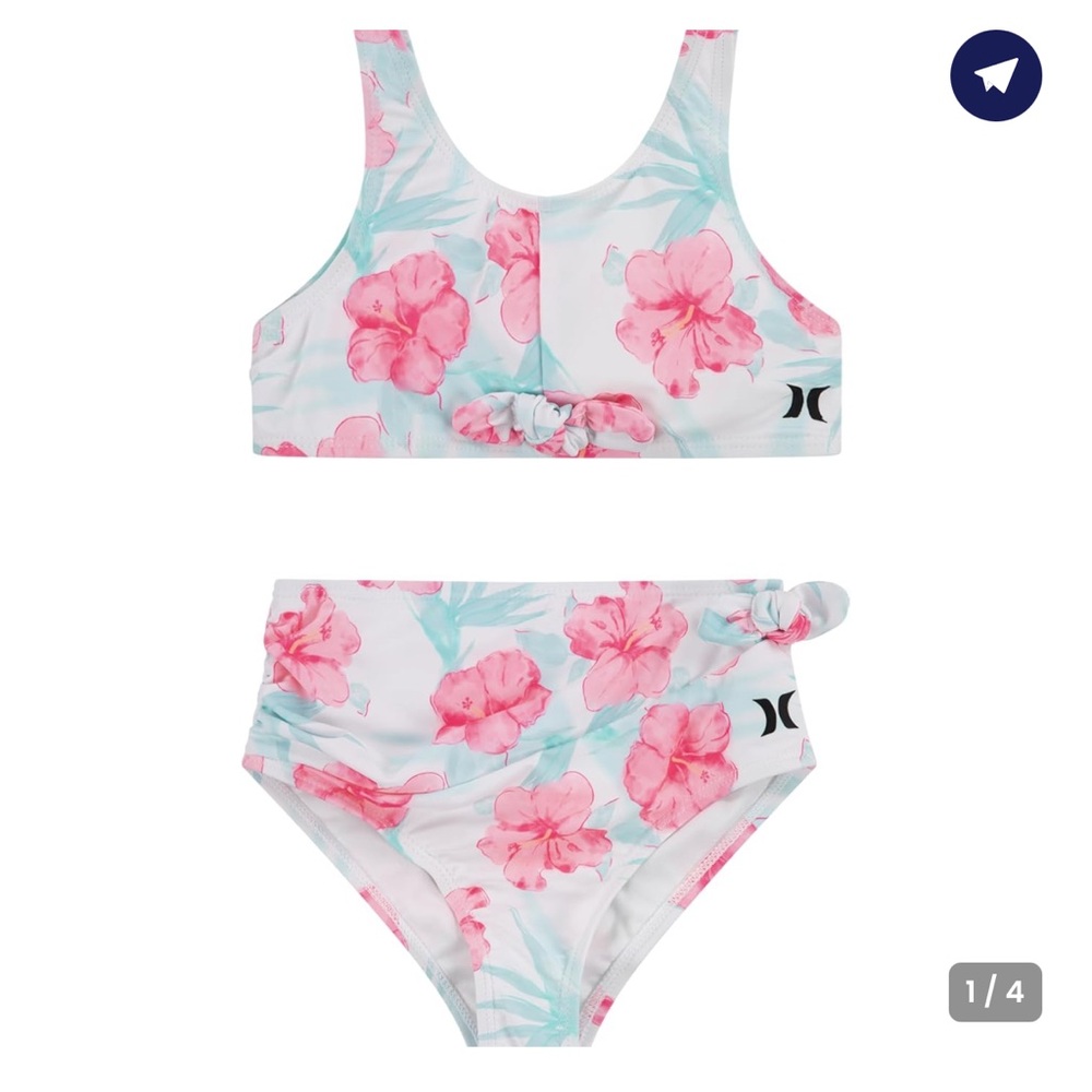 Hurley Kids Floral Bikini - Pink and White